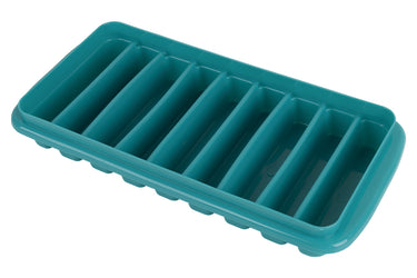 Cofan – Cubitera Rectangular con Tapa | Turquesa | Antiderrame y Apilable | Apta para Lavavajillas | 12,5 x 26 x 4 cm